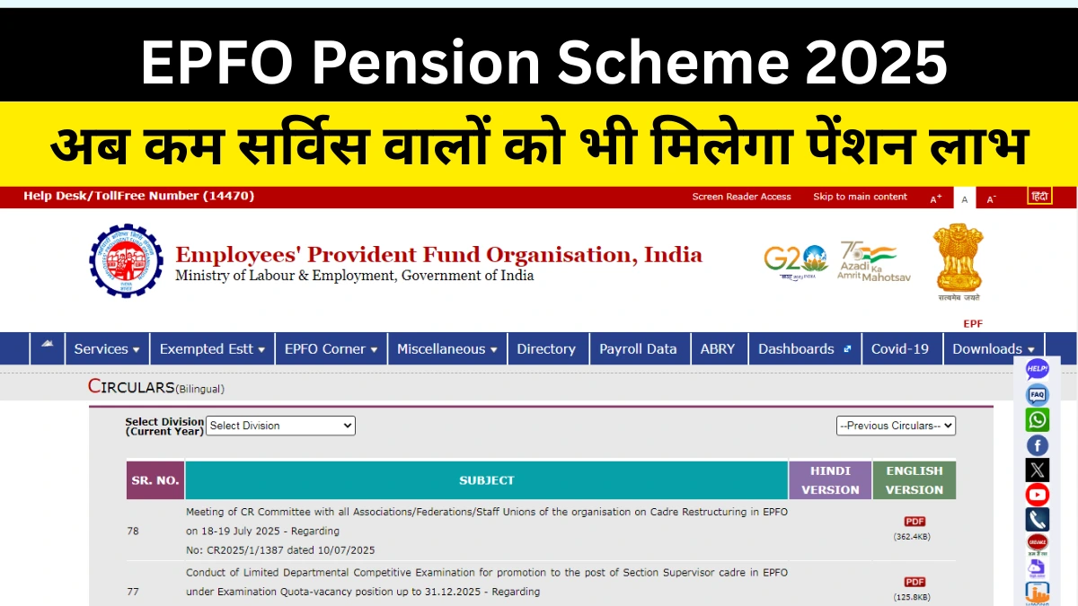 EPFO Short-Term Employees Full Pension 2025