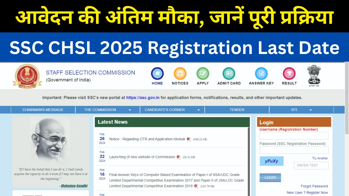 SSC CHSL 2025 Registration Last Date Today